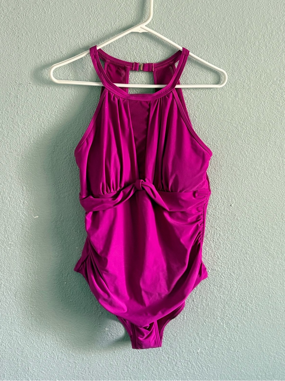 Magenta One-Piece Swimsuit with Twist Front
